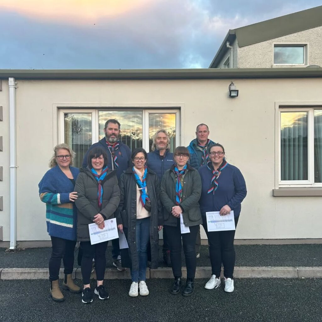 Coastal Leaders Bobby, Aine, Paul and Victor after successful completion of the Being A Scouter (BAS) Training module in Drogheda Scout Den Co. Louth